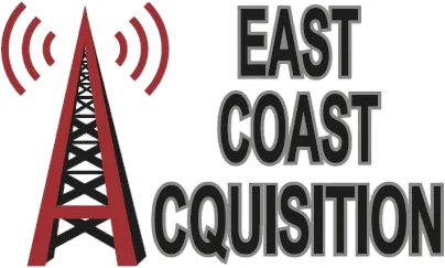 A red and black logo for east coast acoustics