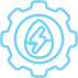 A blue and black logo of an electric symbol.