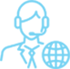 A blue pixel art of a person with headphones.